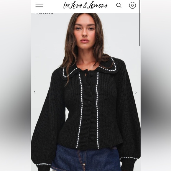 For Love & Lemons Jade Cardigan Black - Picture 1 of 4